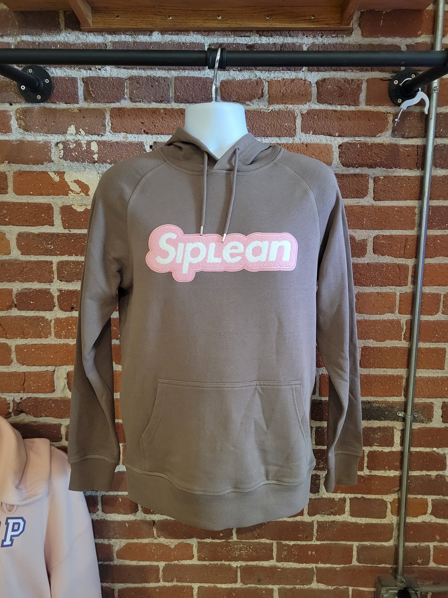 Siplean Chenille Logo Hooded Sweatshirt Brown/Pink